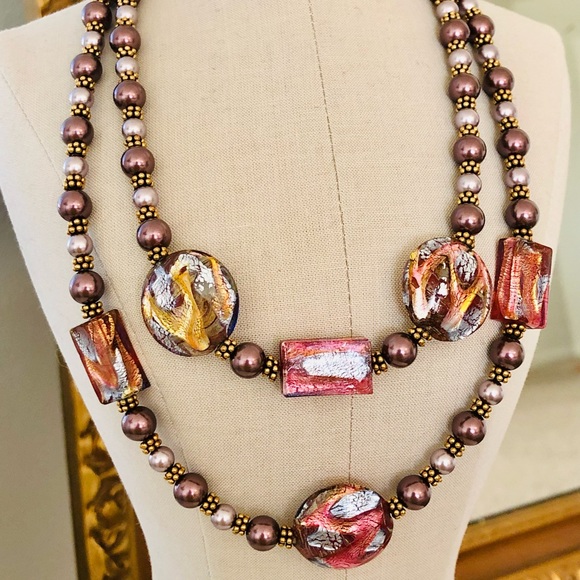 Vintage Beautiful Art Glass 925 NECKLACE - Picture 4 of 17